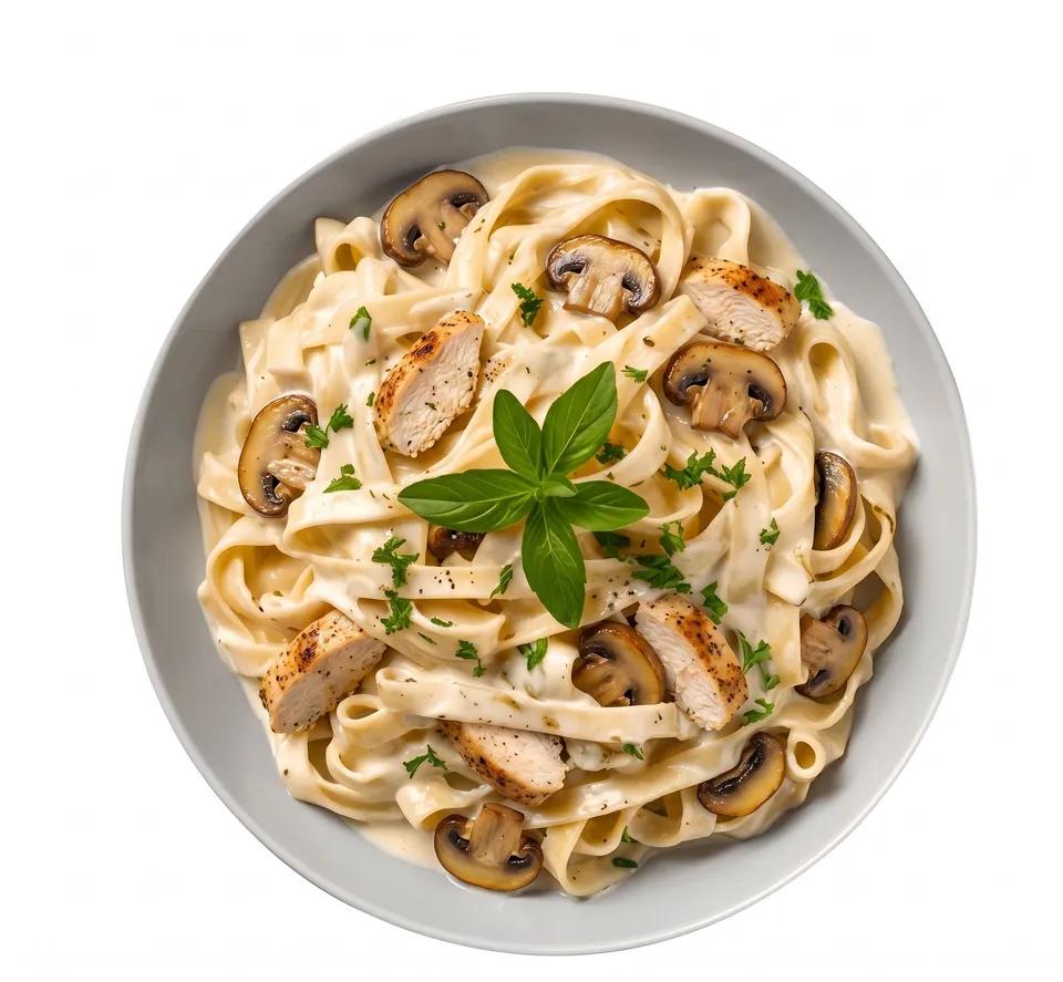 Plat Tagliatelles Poulet Champignons.