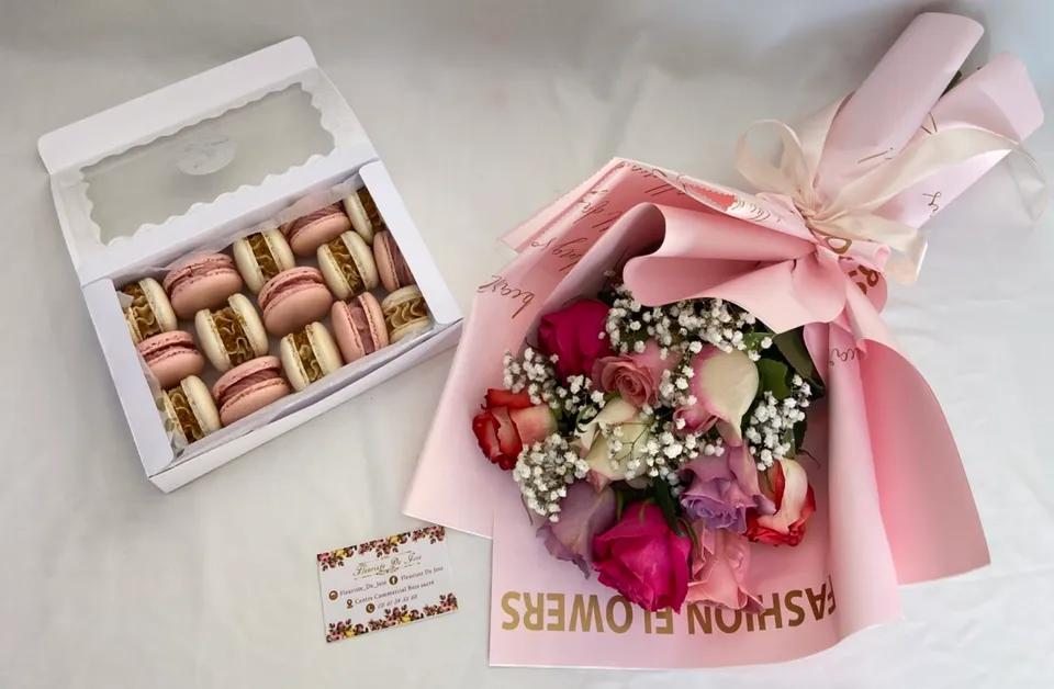 Bouquet Mélange & Sa Box Macarons