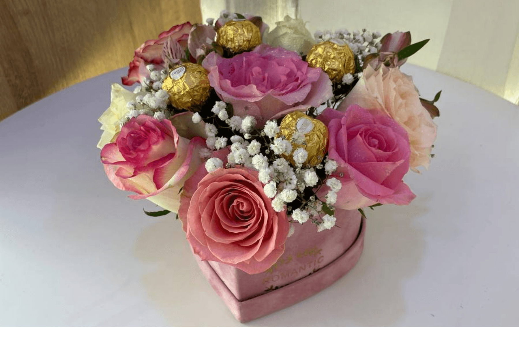 Box Fleurs & Chocolat Rose