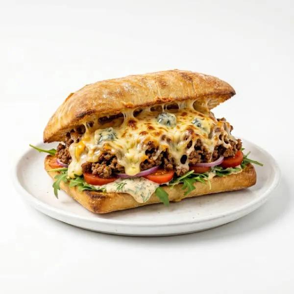 Sandwich Viande HachÃ©e 5 Fromages GratinÃ©