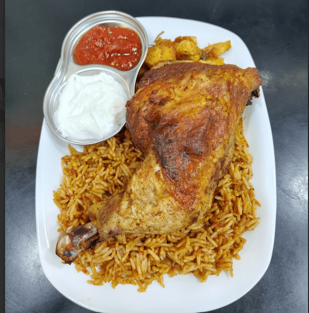 Chicken leg with rice