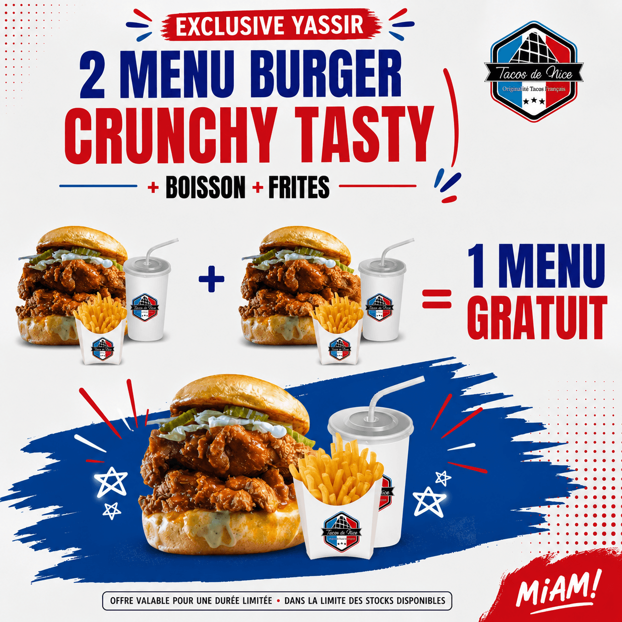 Menu Burger crunchy Tasty
