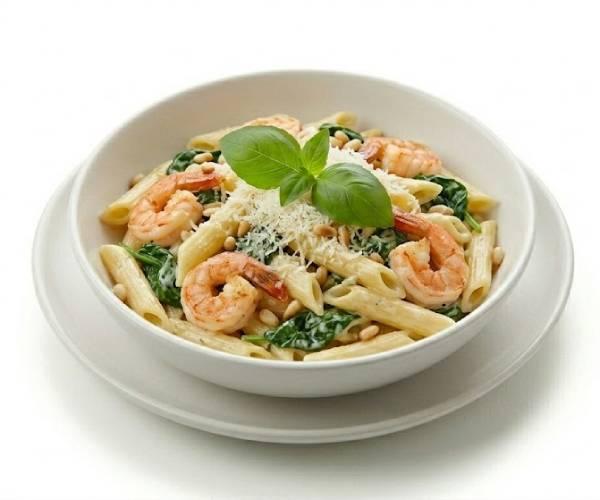 Penne Scampi Spenaci
