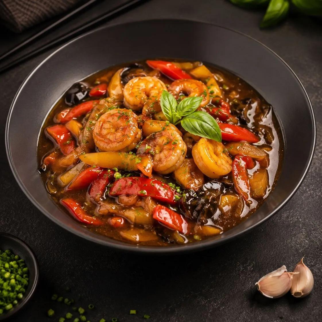 WOK DE GAMBAS AIGRE DOUX