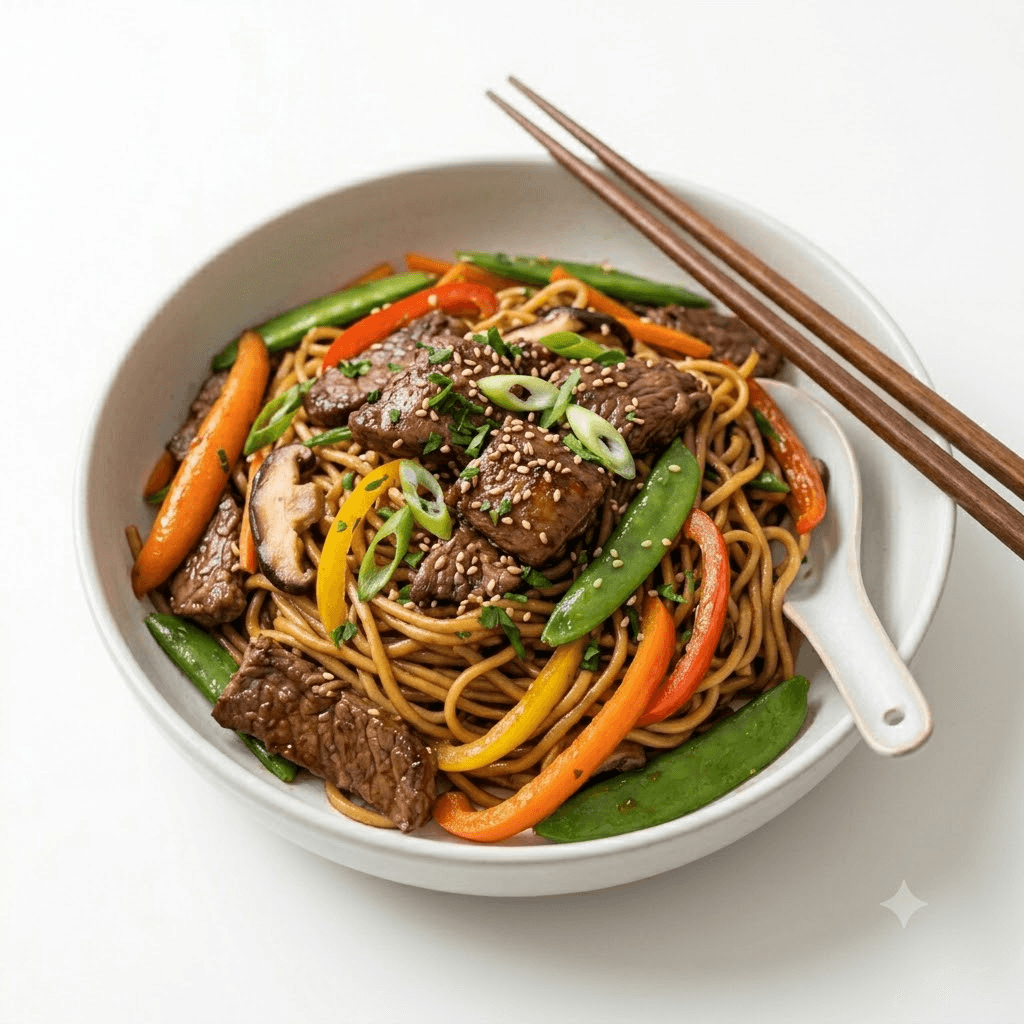 Wok de nouilles au bœuf