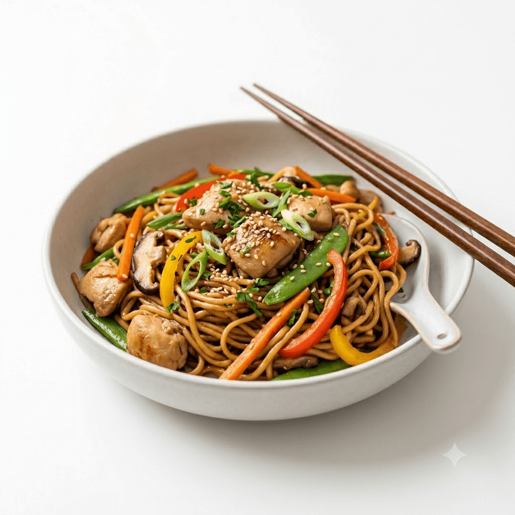 Wok de nouille au poulet