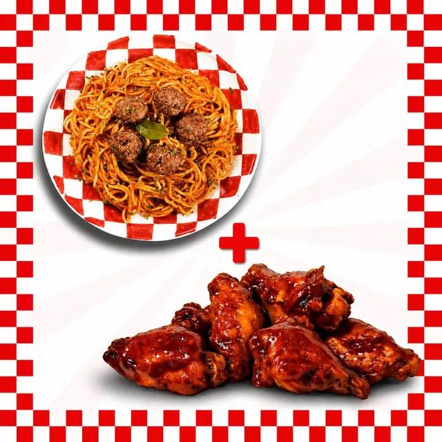 Wings BBQ + Spagheti Meatballs