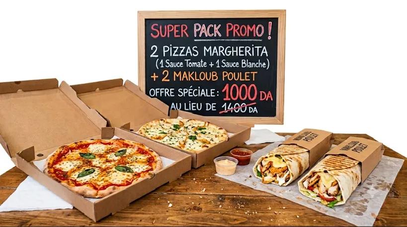 2 Pizza margherita + 2 Makloub