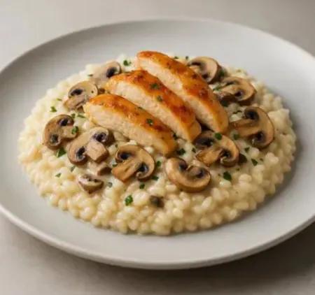 Risotto poulet champignons