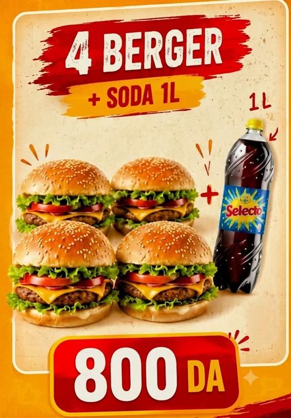 4 Burger classique + Boisson 1L