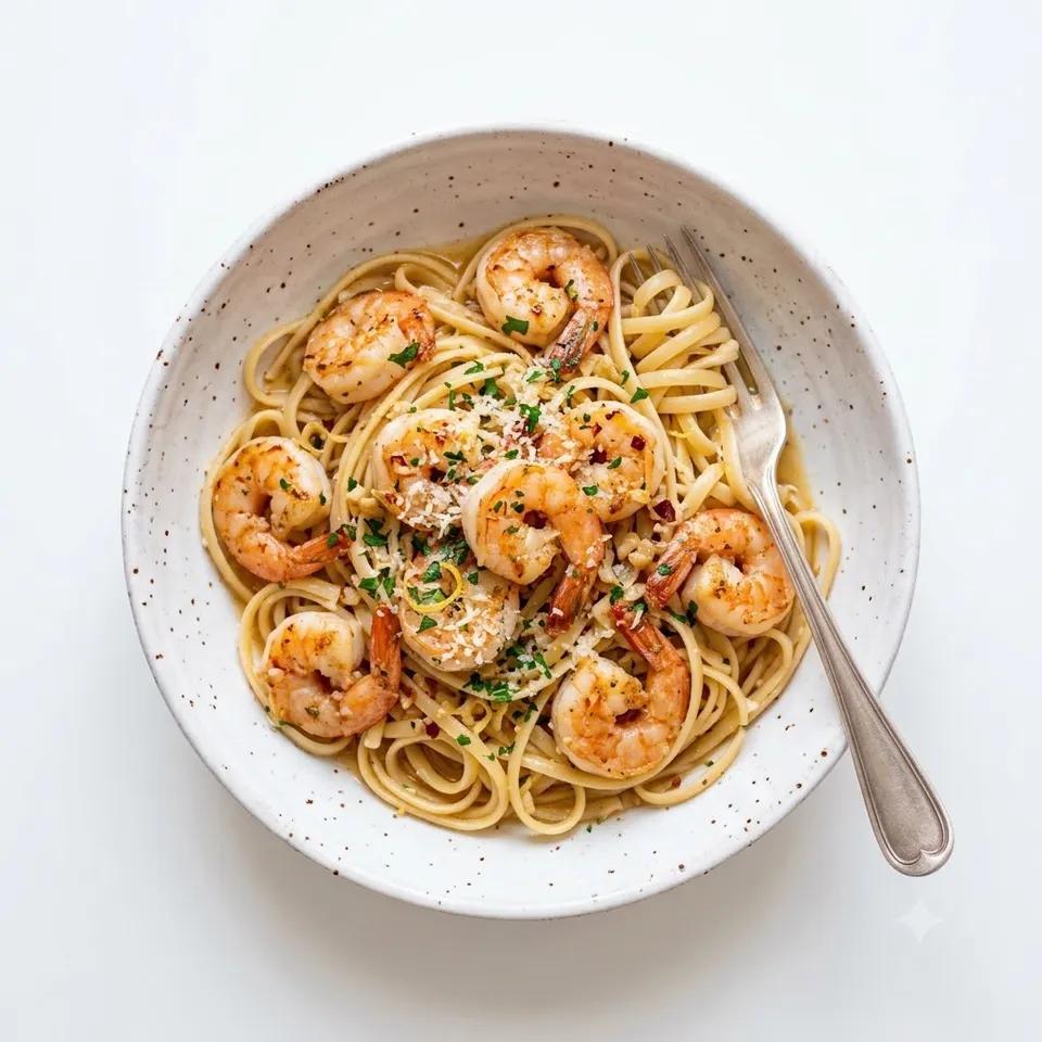 Linguine Aux Crevettes Sautées À L'Ail