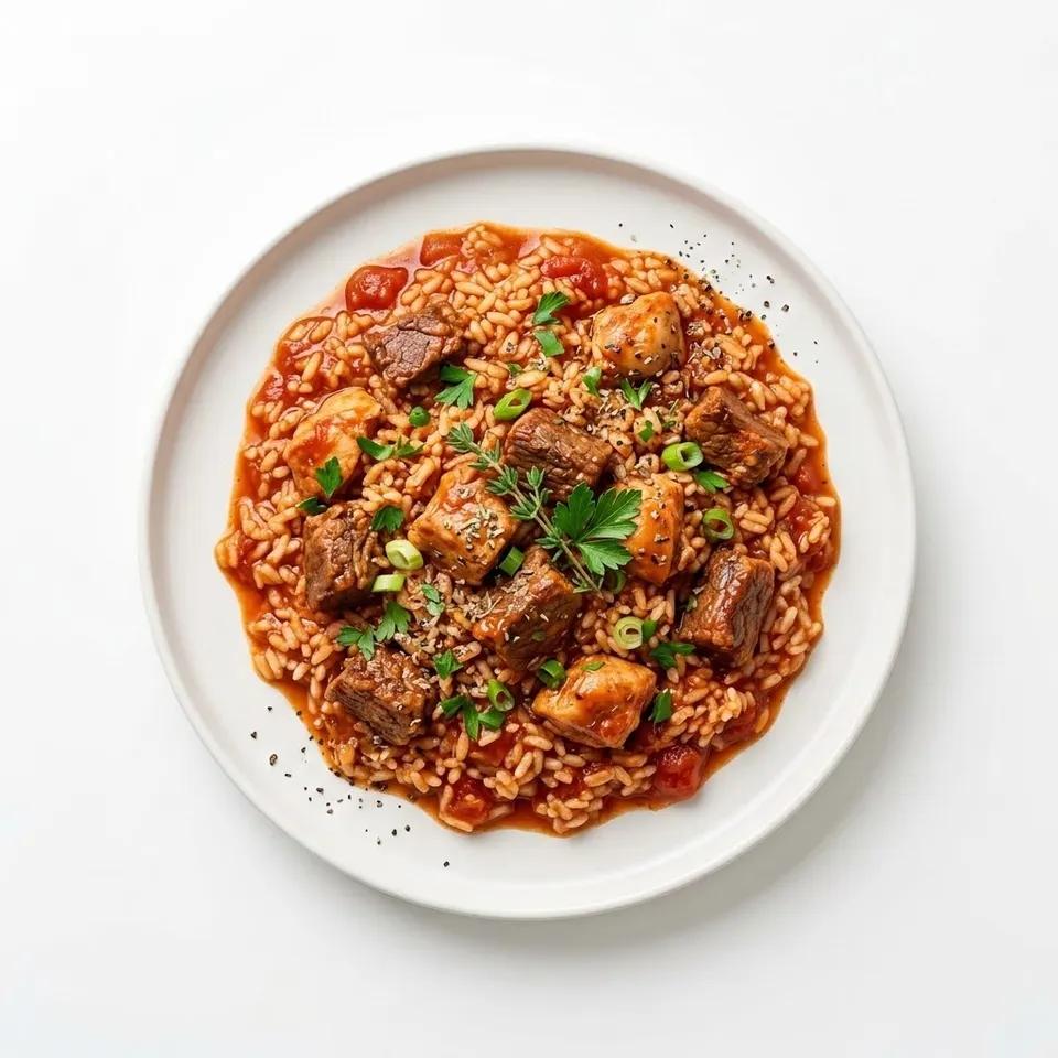 Riz En Sauce Rouge Avec Viande