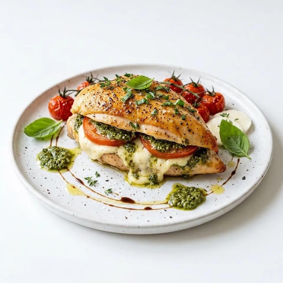 Plat Suprême Poulet, Tomate, Mozzarella, Pesto