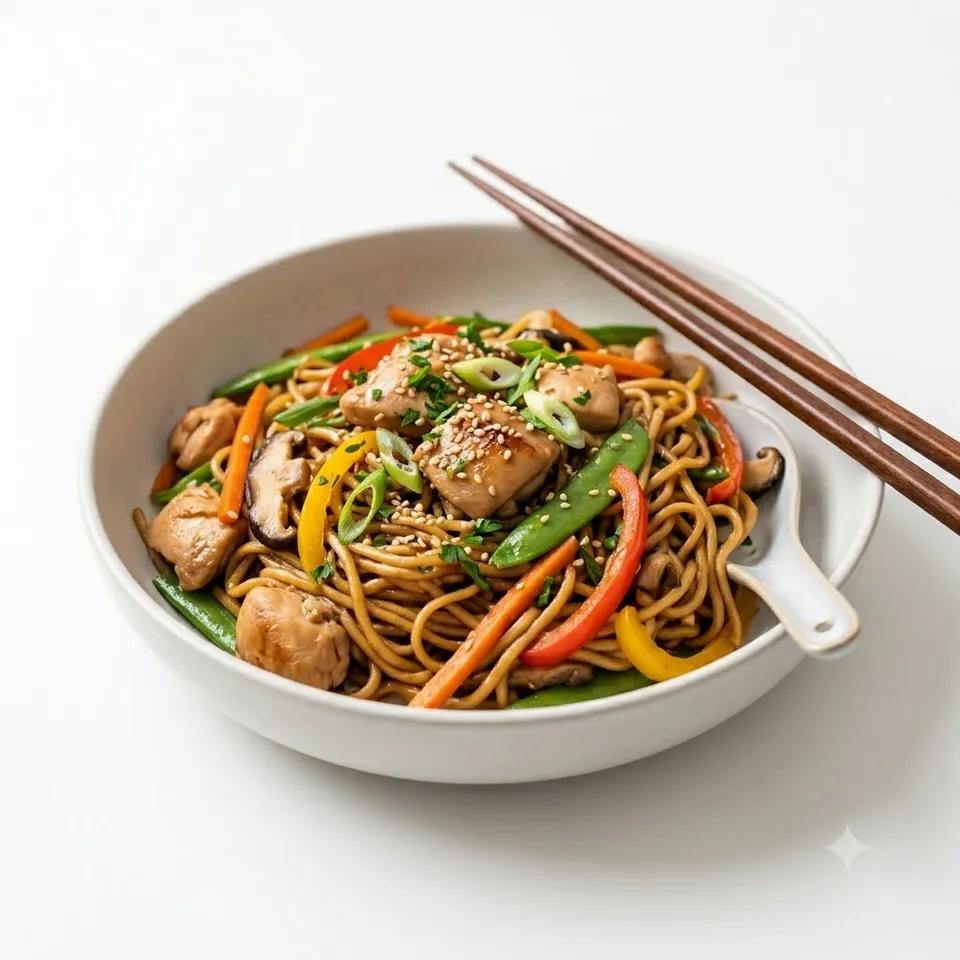 Wok de nouille au poulet