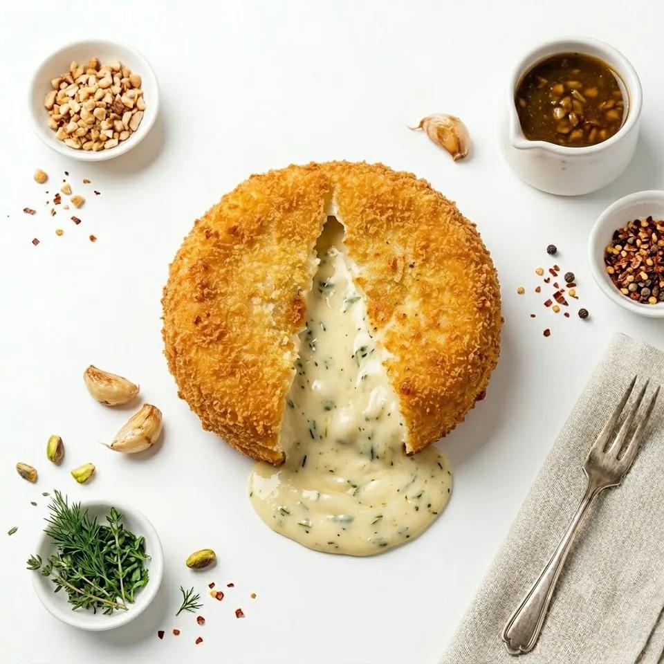 Camembert pané farci à la crème d'ail