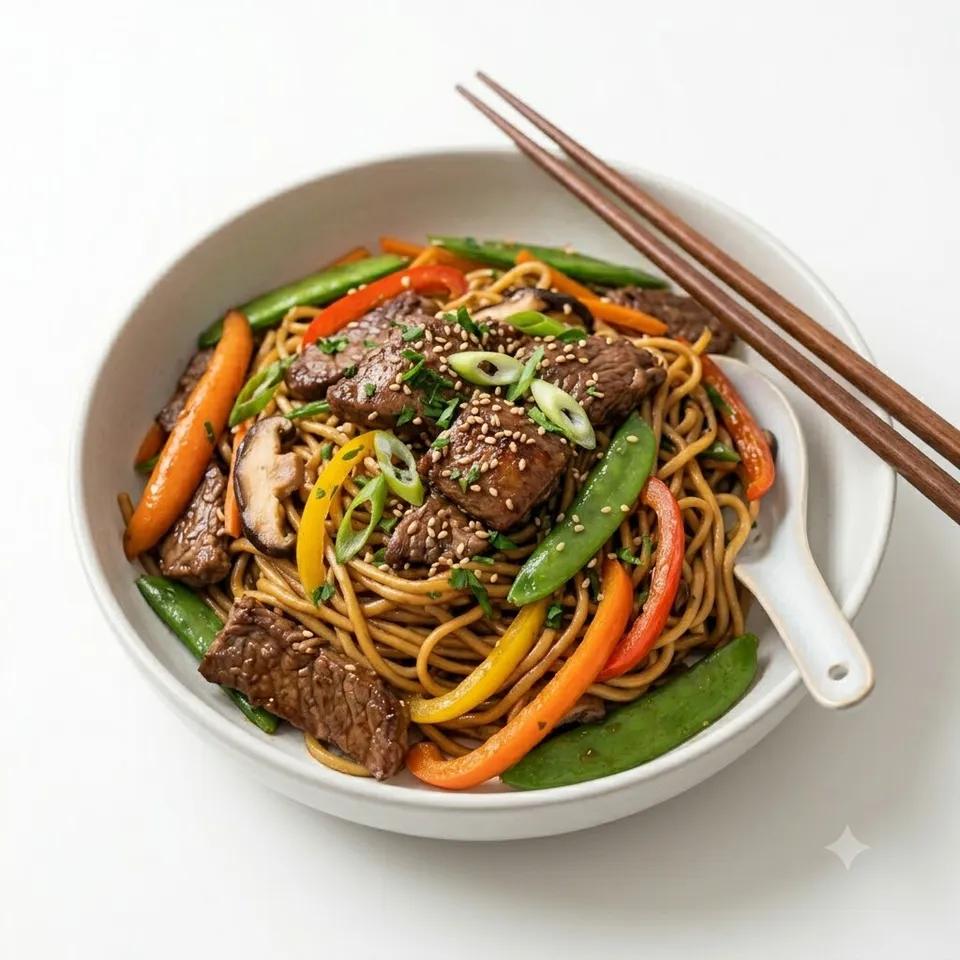 Wok de nouilles au bœuf