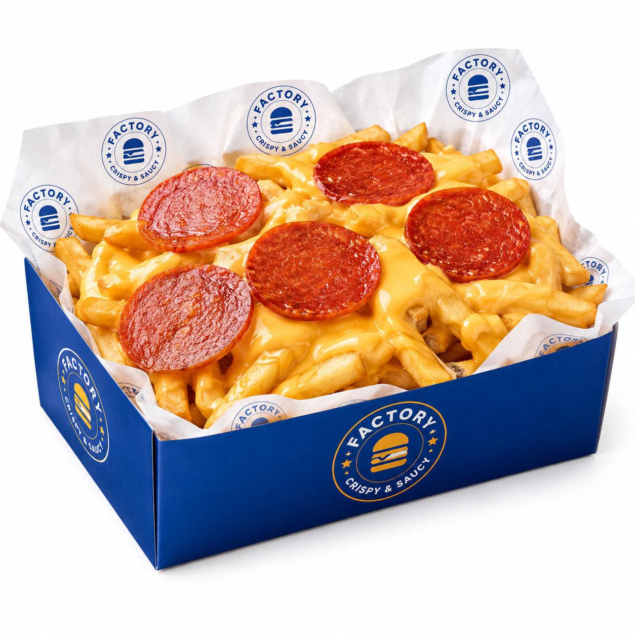 Frites fromagères, chorizo