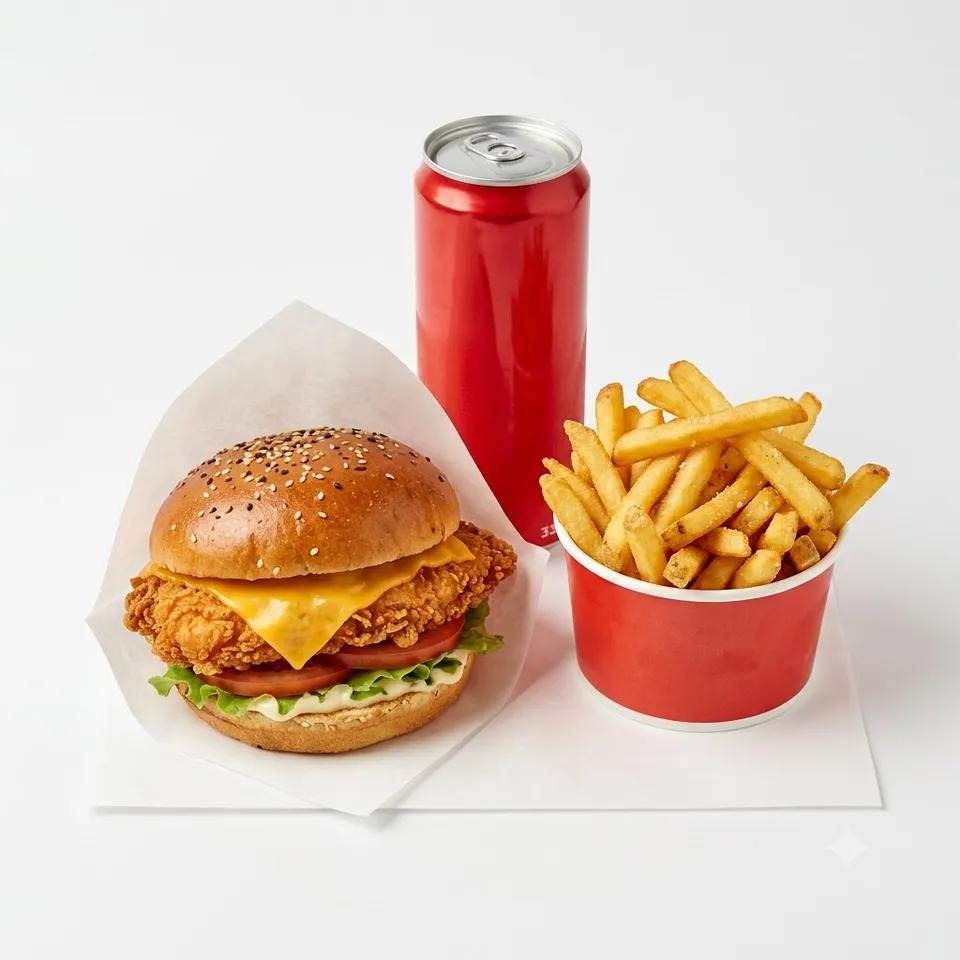 Cheese Poulet Crispy + Frites + Boisson