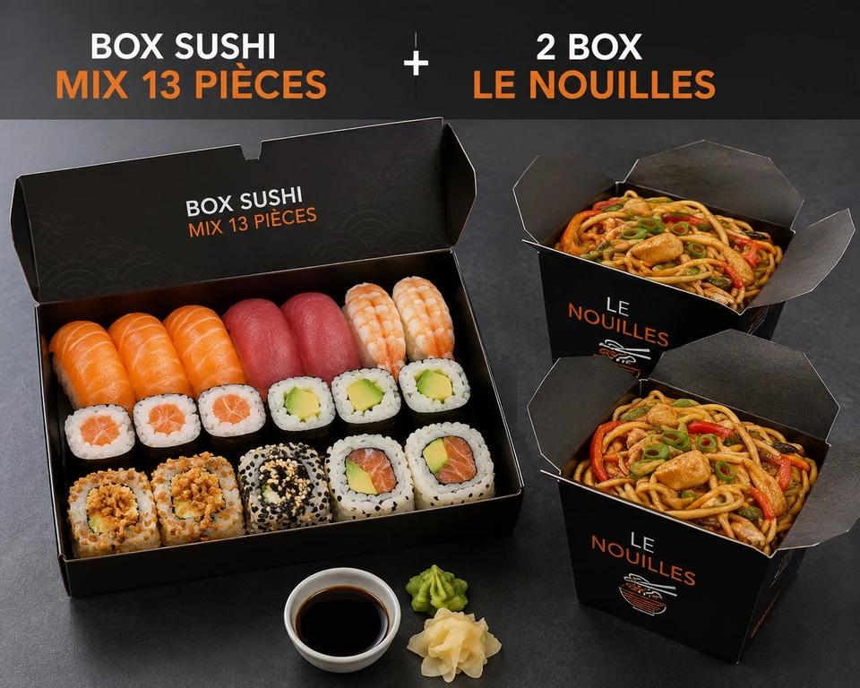 Box sushi mix 13 piece 2 box de nouilles