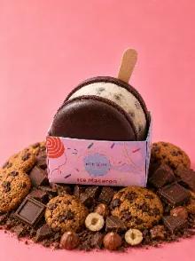 Ice Macaron Enrobé au chocolat noir (Glace Cookies)