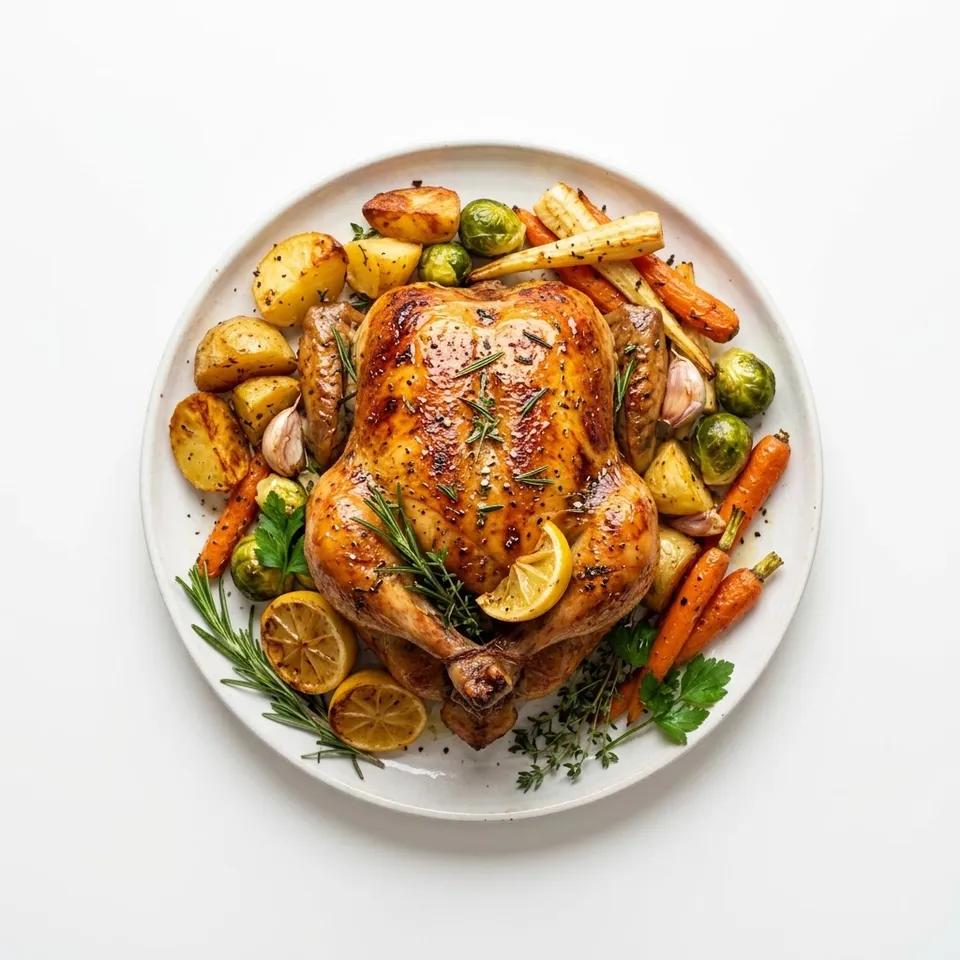 Poulet rôti garnis