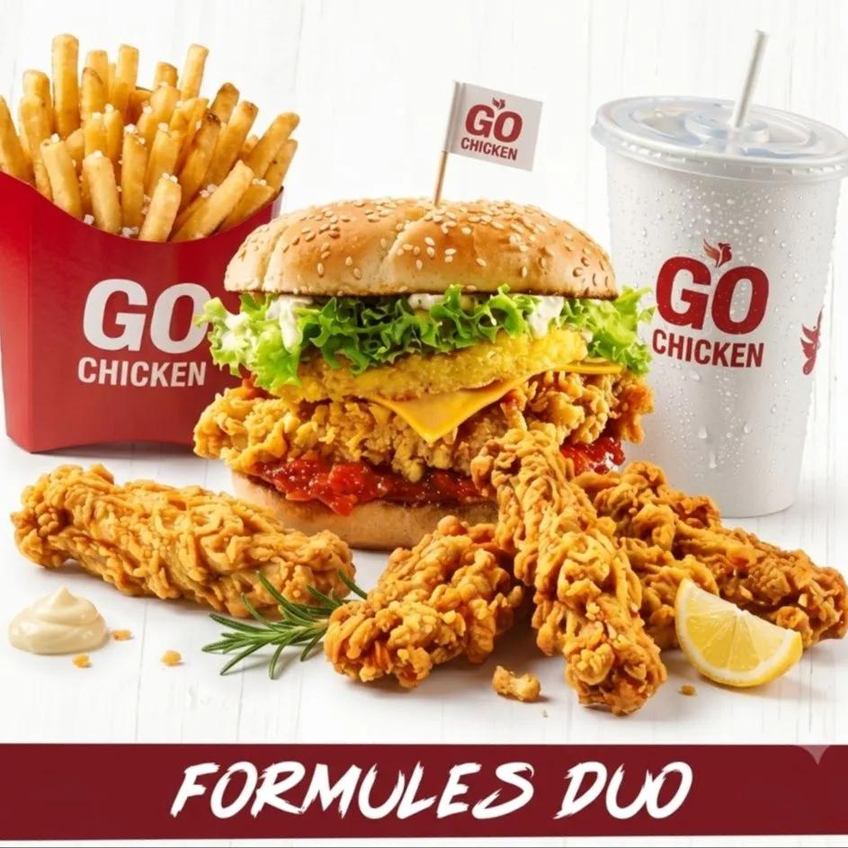 Maxi Duo 2 Burger Poulet avec frites, 6 spicy wings