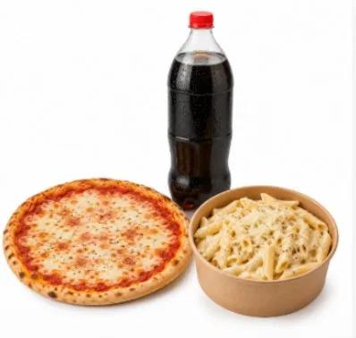 Pasta 3 Fromages + Pizza Marguerite + Boisson 1L