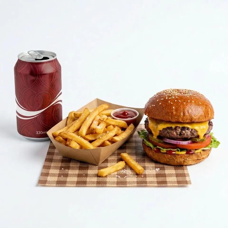 Cheese Burger Viande Hachée + Frites + Canette