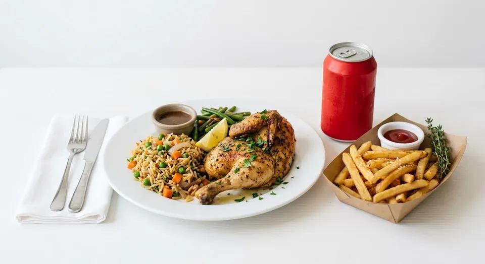 1/4 De Poulet + Garniture + Barquette De Frites + Boisson
