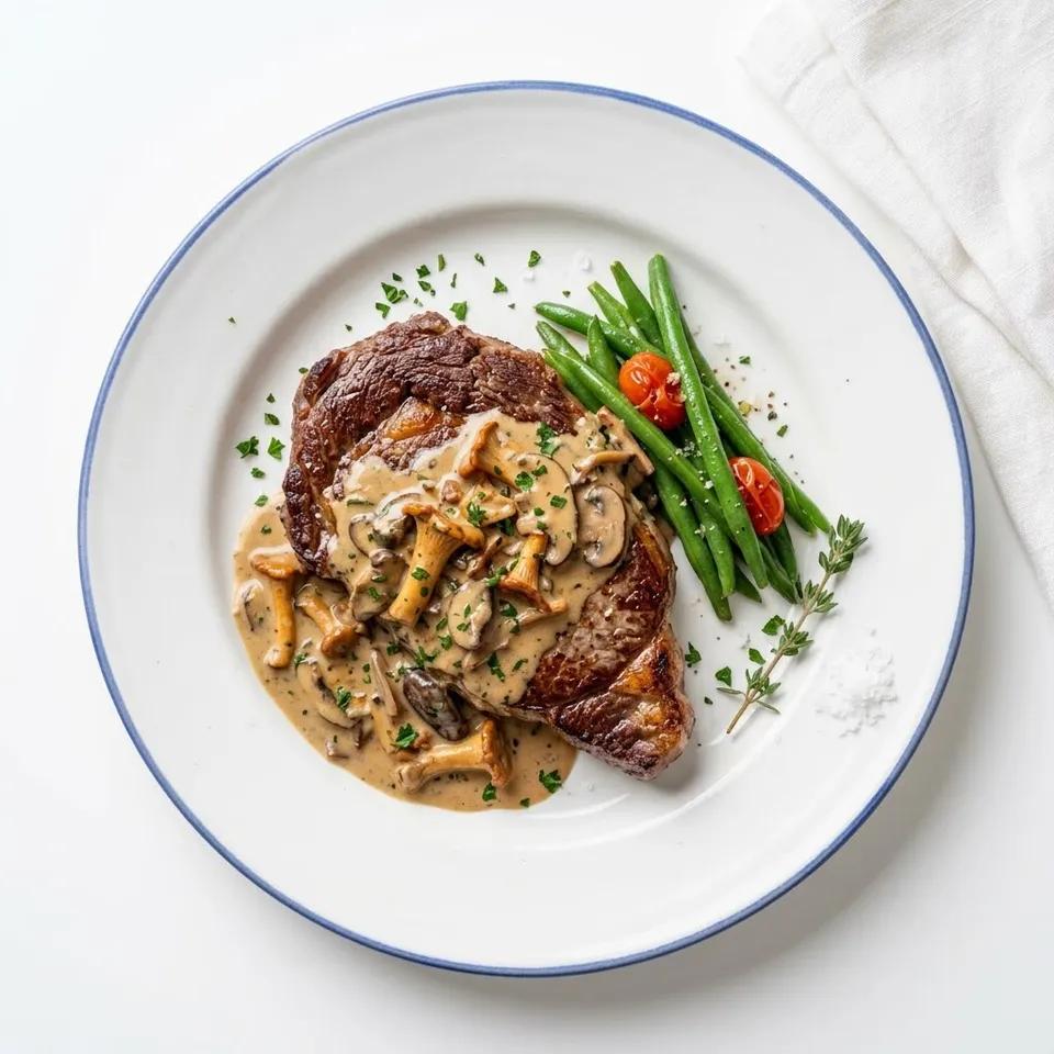 Entrecôte à la crème de champignon