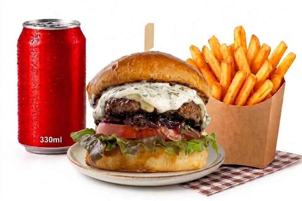 Burger Blue + Frites + Canette