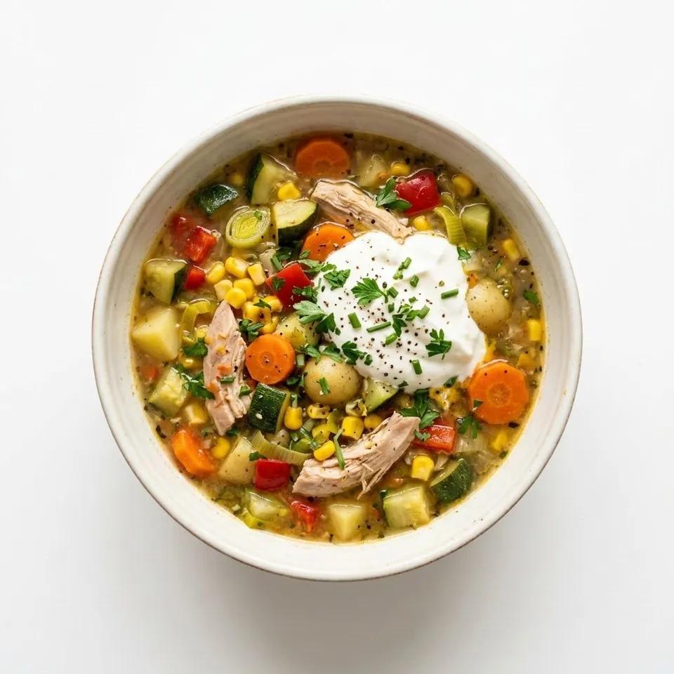 Soupe De Légumes Et Poulet Au Fromage Blanc