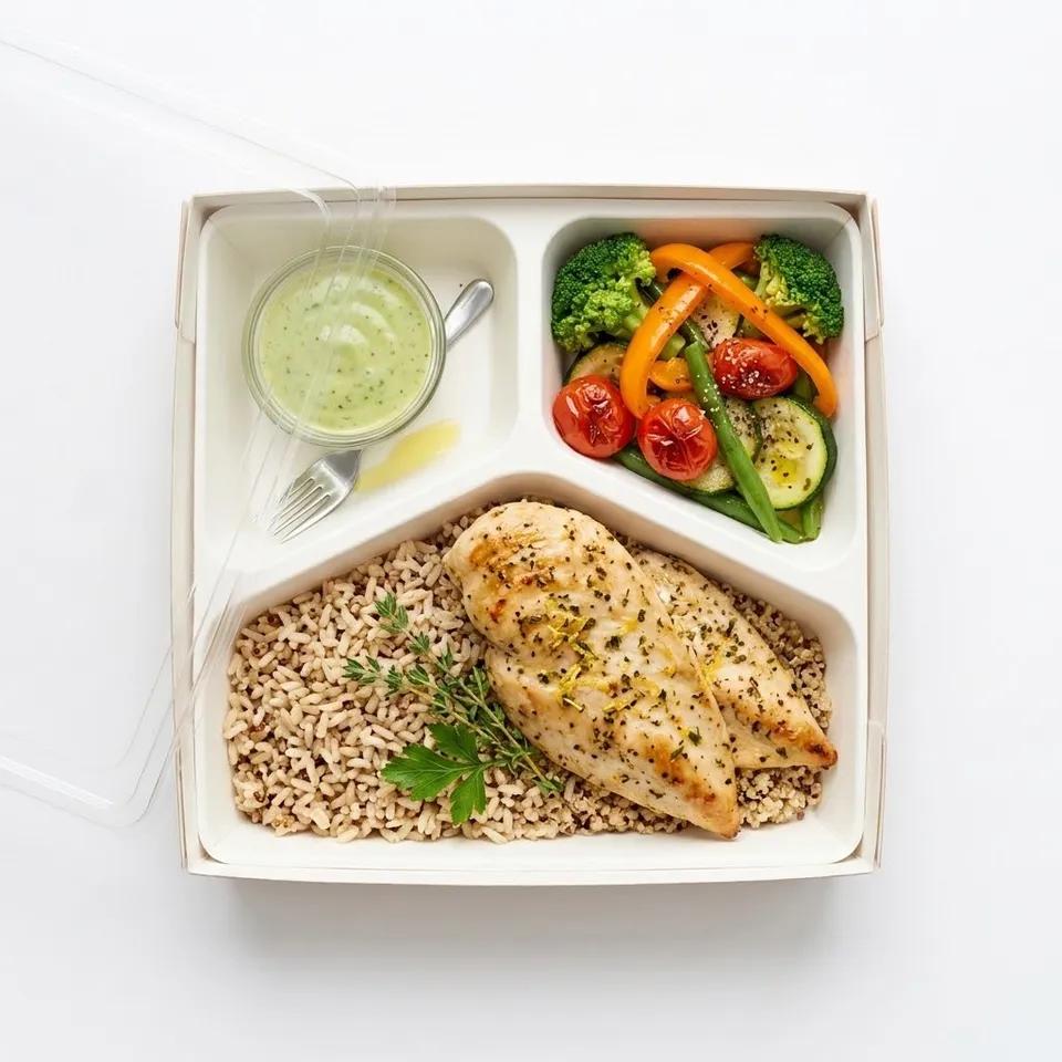 Box Escalope Avec Riz, Légumes Et Sauce Saine