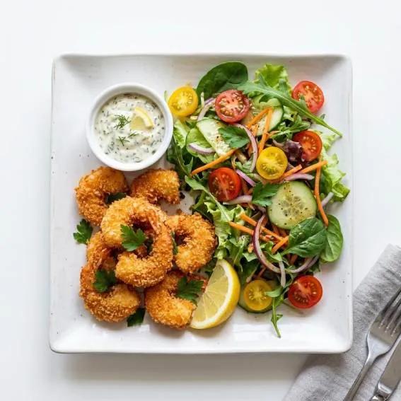 Plat Crevette Crispê avec salade