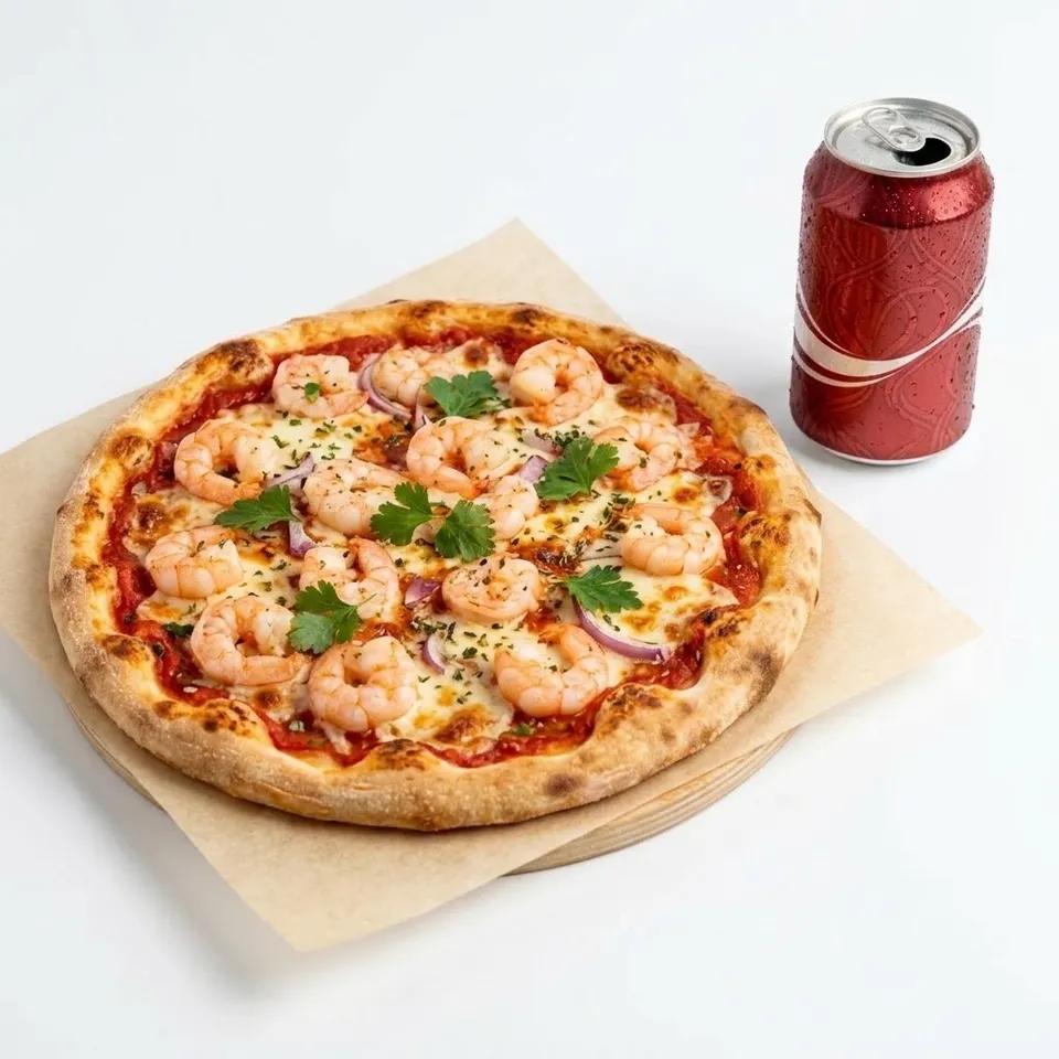 Pizza Crevette + Canette