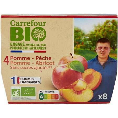 Pack De 8 Compotes Bio De Fruits Sans Sucres Ajoutes Carrefour