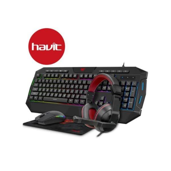 Havit Pack Complet Gaming 4 in 1 : Clavier Souris Casque Tapis KB501CM