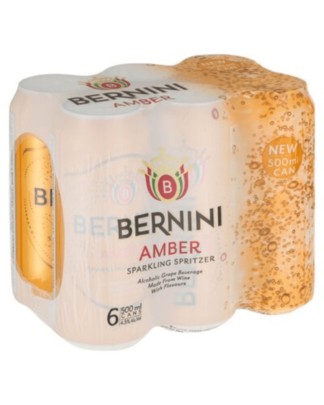 Bernini Amber Sparkling Spritzer Cans 6 x 500ml