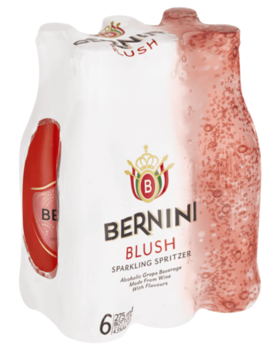 Bernini Blush Alcoholic Grape Beverage Bottles 6 x 275ml