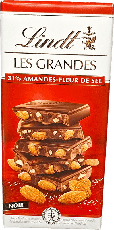LINDT chocolat grandes amandes sales 150g