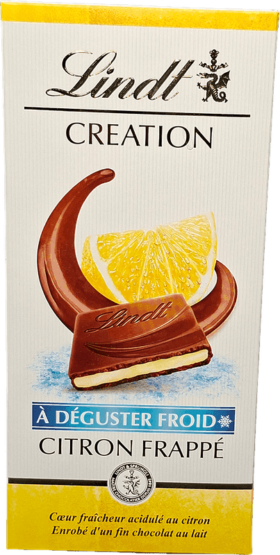 LINDT tablette chocolat citron frappé 150g