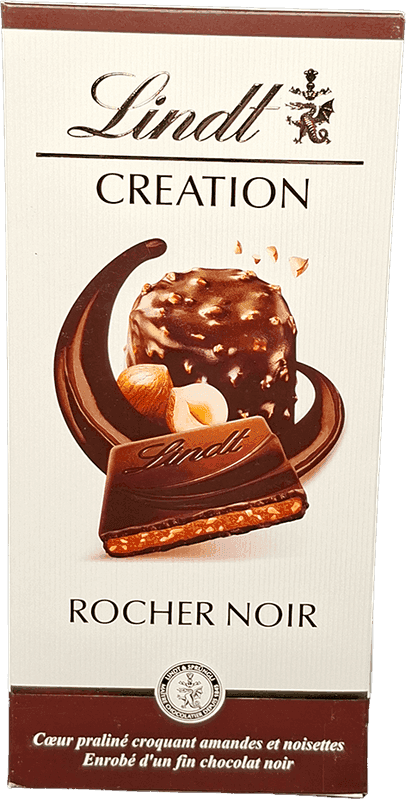 LINDT tablette chocolat rocher noir 150g