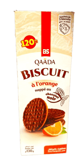 QAADA biscuit nappé choco noir à l’orange 130g