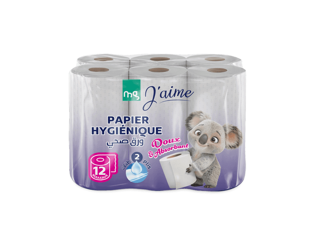 12 Rouleaux papiers hygiéniques 2 PLI mg j'aime