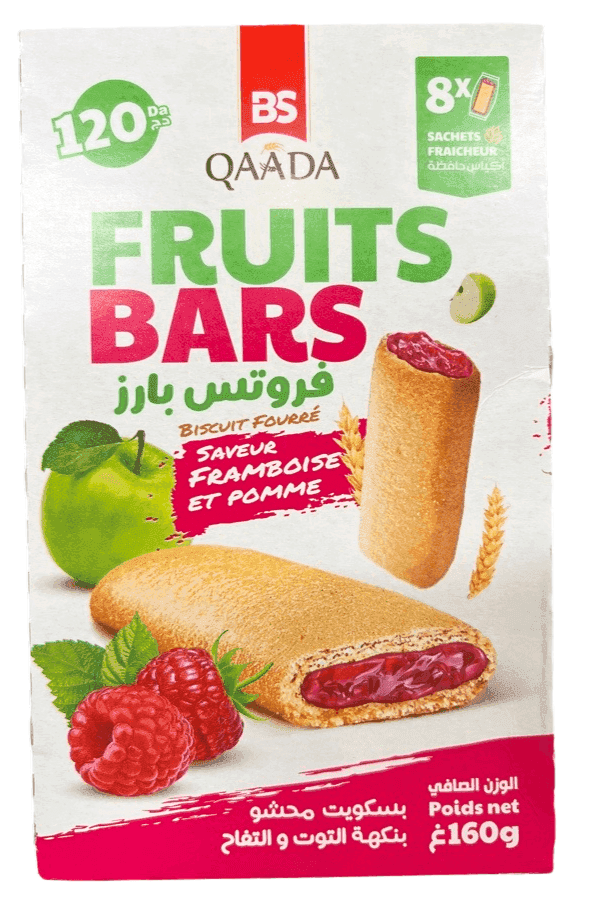 QAADA Biscuit Fruits Bars Framboise Pomme 160g