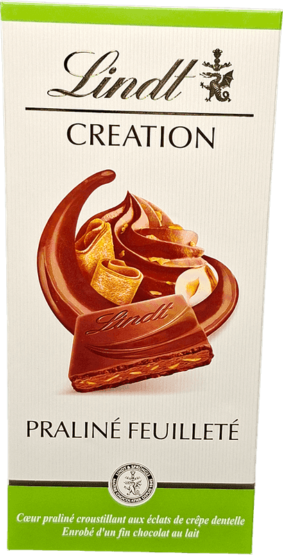 LINDT tablette chocolat praliné feuilleté 150g